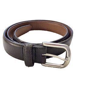 L.L. Bean Genuine Black Leather Belt 40 1" Wide Classic Full Grain Silver Buckle